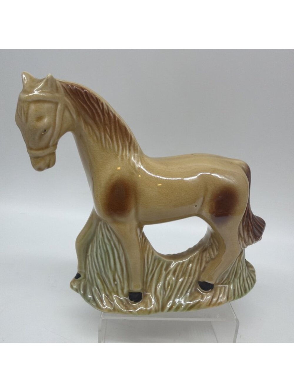 Brazilian Pottery Horse Pony Figurine Brazil Vintage Prancing Porcelain EUC